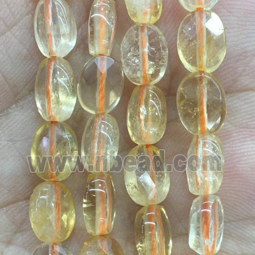 yellow Citrine Beads, faceted oval