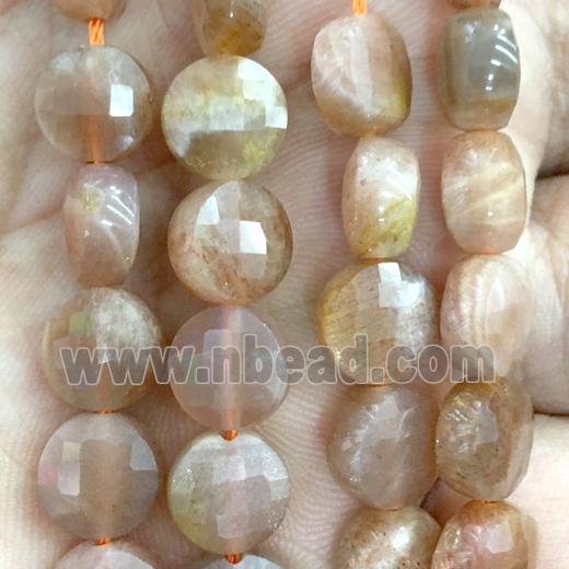 gold Moonstone beads, faceted circle