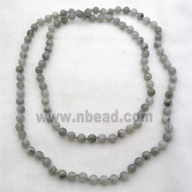 Labradorite mala chain for necklace with knot