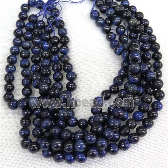 faceted round Tiger eye stone beads, blue