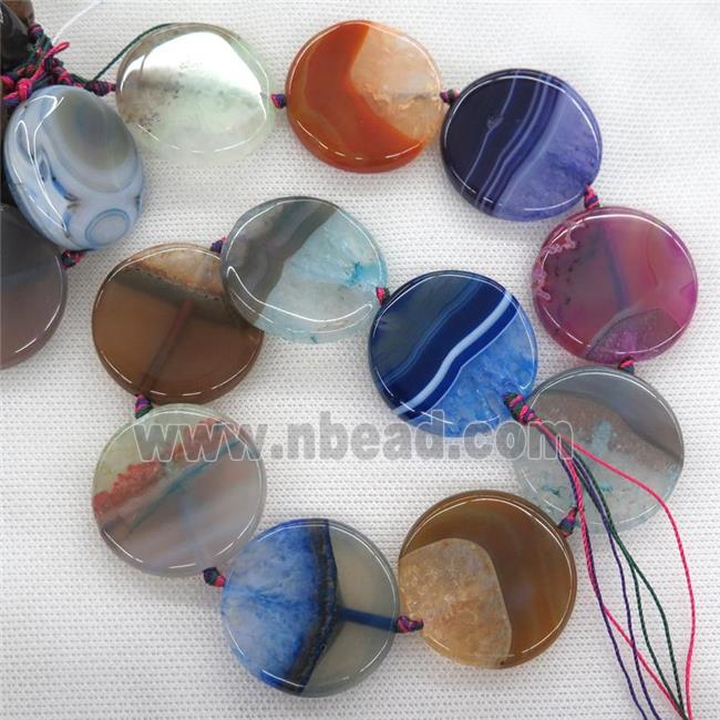 Agate Druzy circle coin beads, mixed color
