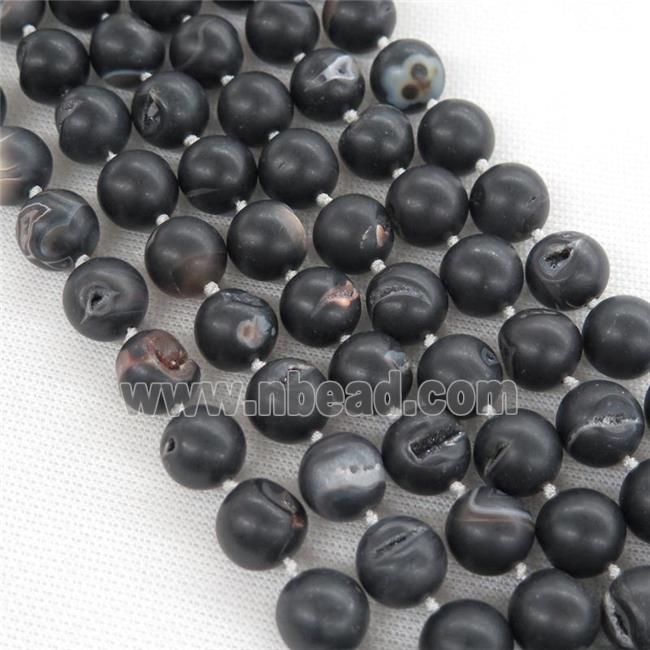round black Agate Druzy beads