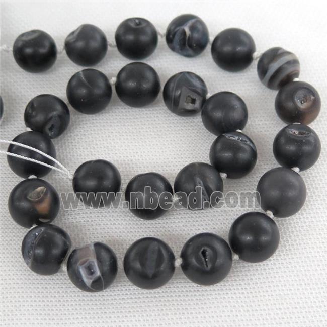 round black Agate Druzy beads