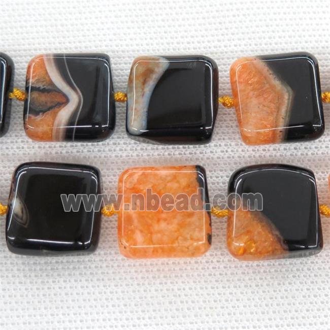 orange Druzy Agate square beads