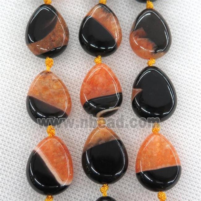 orange Druzy Agate teardrop beads
