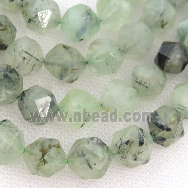 green Prehnite Beads, faceted round, starcut