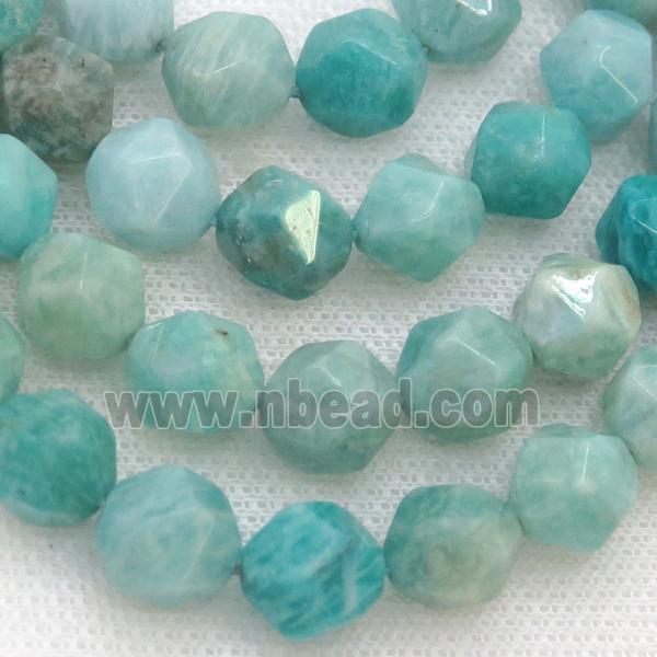 green Russian Amazonite Beads, faceted round, starcut
