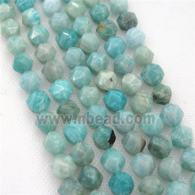 green Russian Amazonite Beads, faceted round, starcut