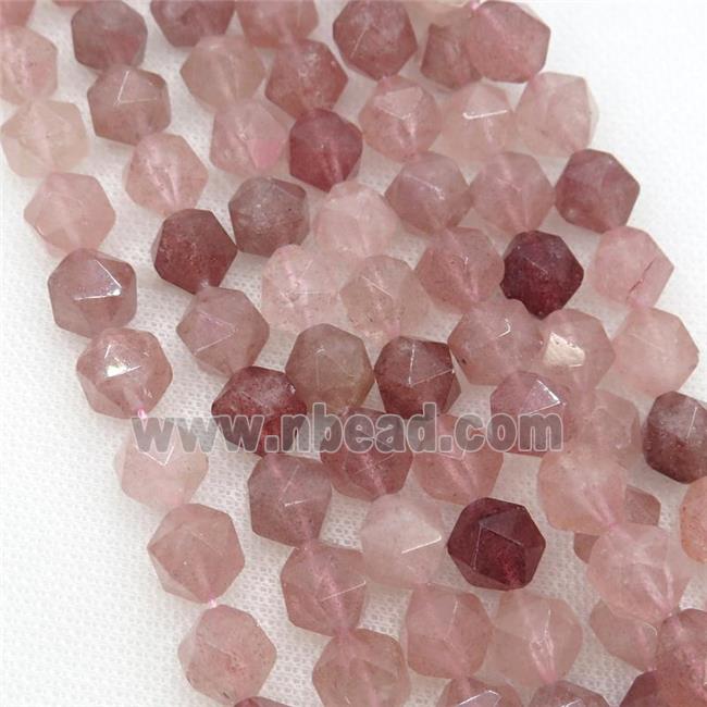 Strawberry Quartz Beads, faceted round, starcut