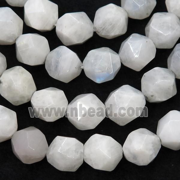 white Moonstone Beads, faceted round, starcut