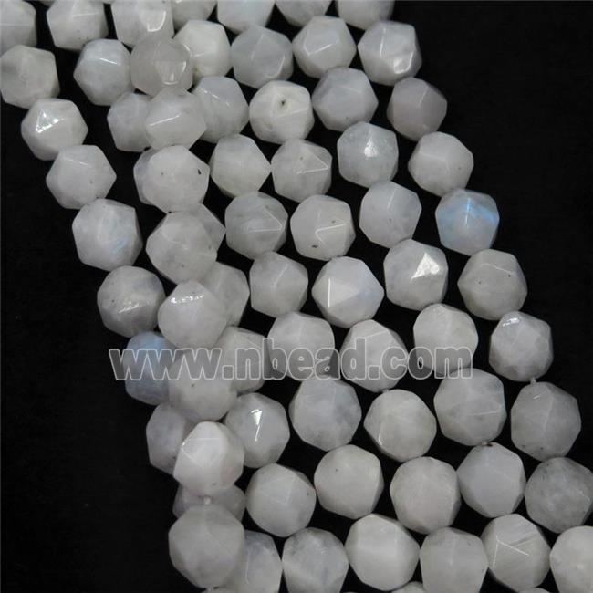 white Moonstone Beads, faceted round, starcut