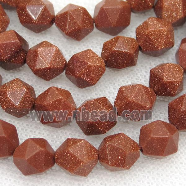 Gold Sandstone Beads, faceted round, starcut