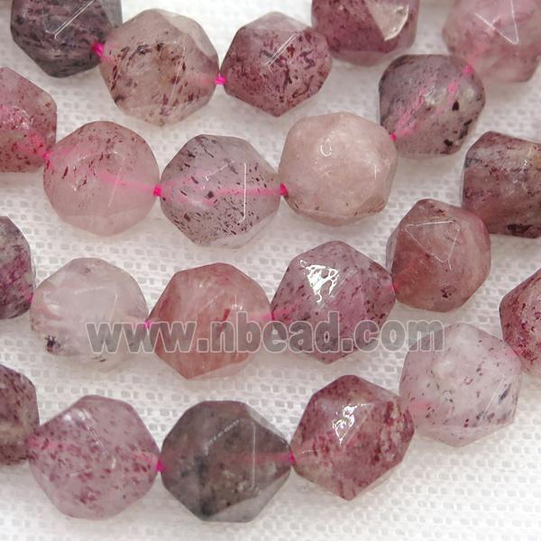 Strawberry Quartz Beads, faceted round, starcut