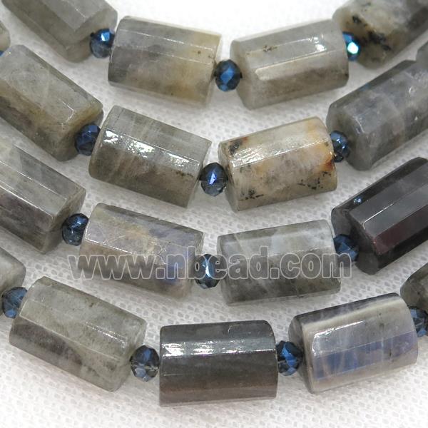 Labradorite Tube Beads Faceted Cylinder