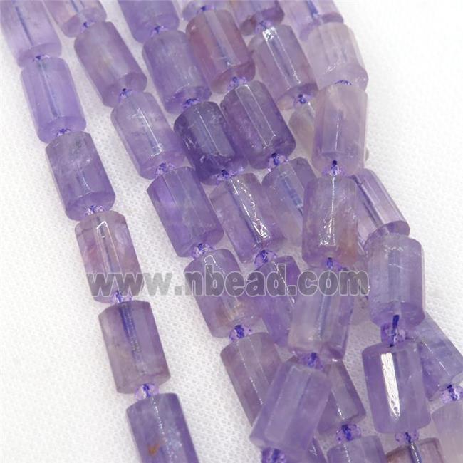 lt.purple Amethyst tube Beads, faceted column