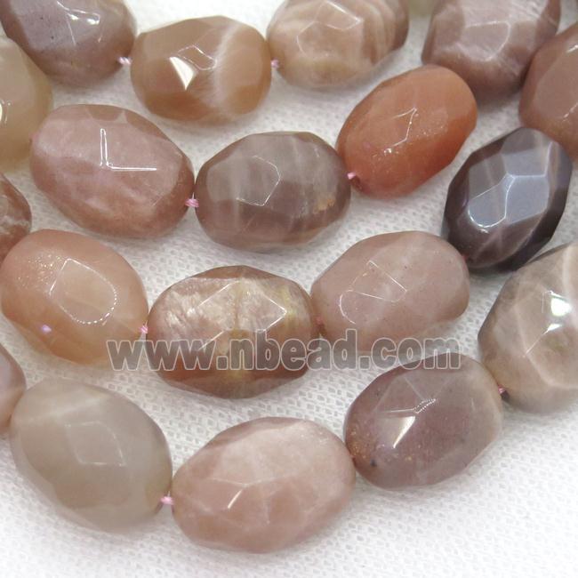 Moonstone Beads, faceted freeform