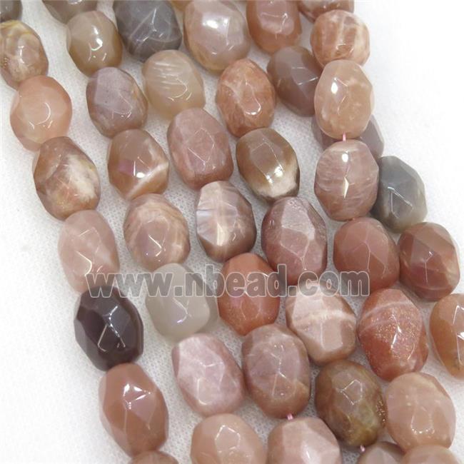 Moonstone Beads, faceted freeform