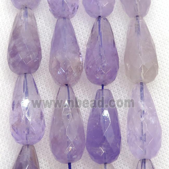 lt.purple Amethyst Beads, faceted teardrop
