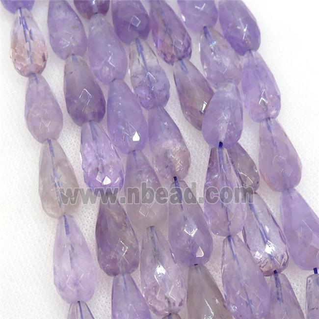 lt.purple Amethyst Beads, faceted teardrop
