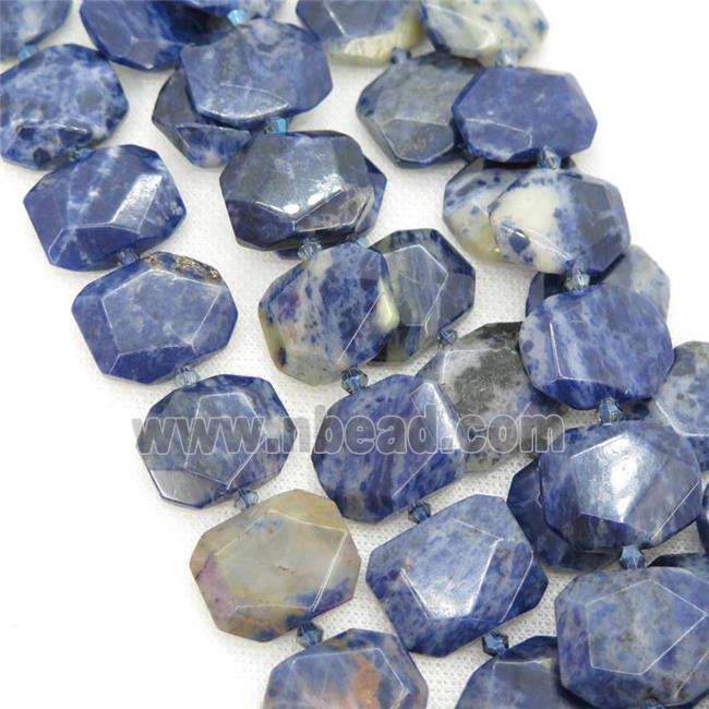 blue Sodalite Beads, faceted rectangle