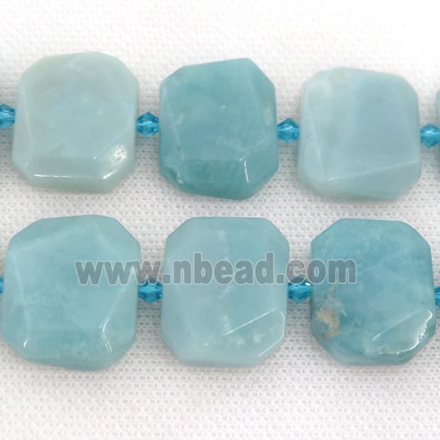 blue Amazonite Beads, faceted rectangle