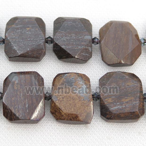 Bronzite Beads, faceted rectangle