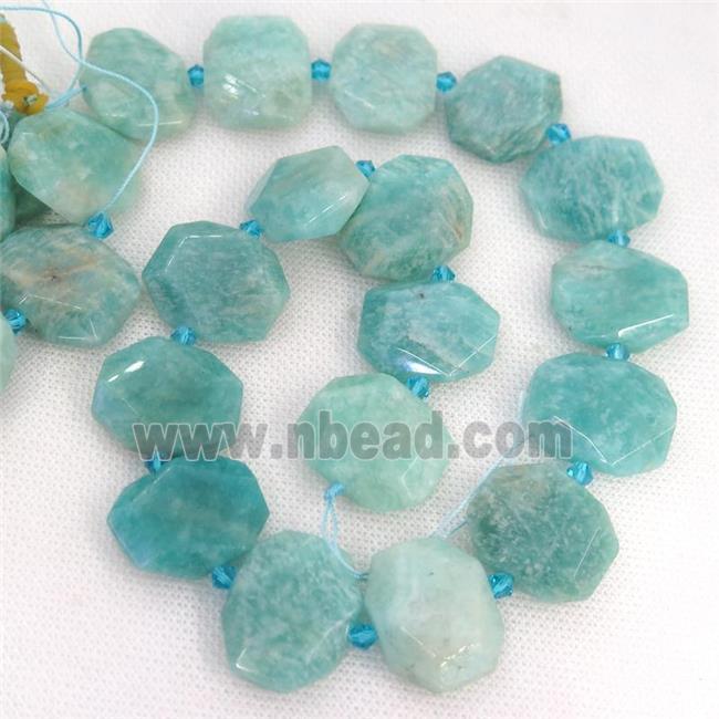 green Amazonite Beads, faceted rectangle