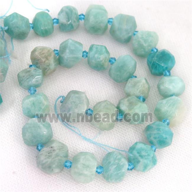 green Amazonite Beads, faceted freeform