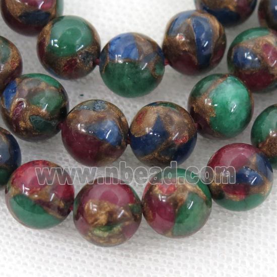 Assembled Gemstone Beads, round, multicolor