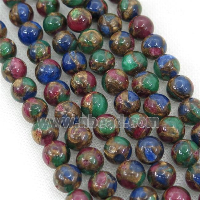 Assembled Gemstone Beads, round, multicolor