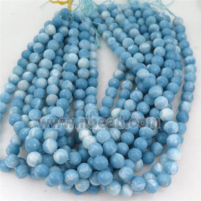 Assembled Larimar Beads, smooth round, blue dye