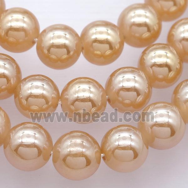 round white Agate Beads with champagne electroplated