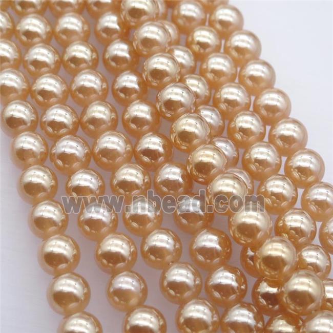 round white Agate Beads with champagne electroplated