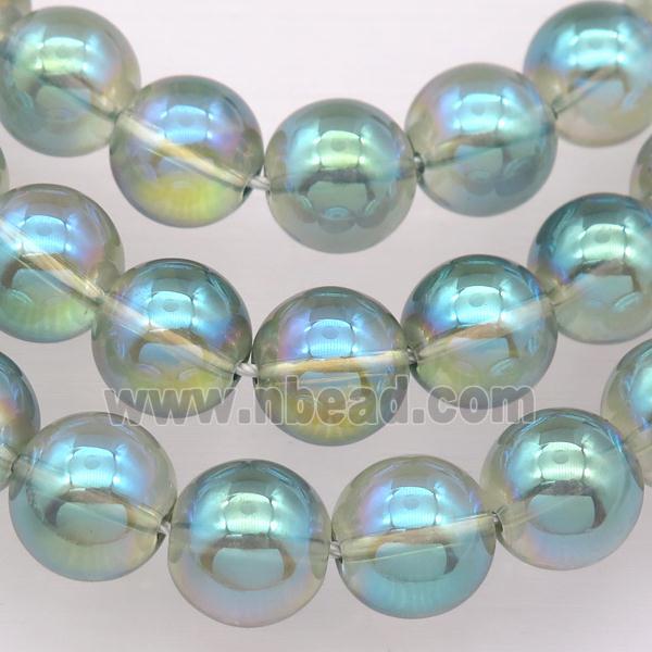 round Synthetic Quartz Beads with green electroplated
