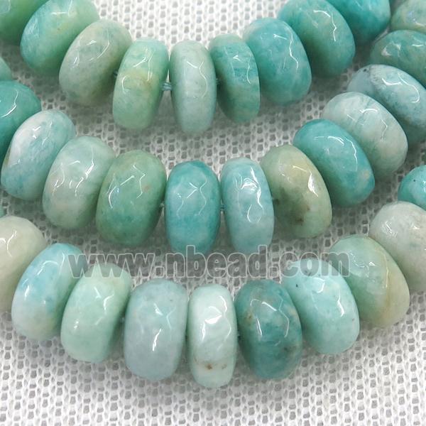 green Amazonite Beads, faceted rondelle