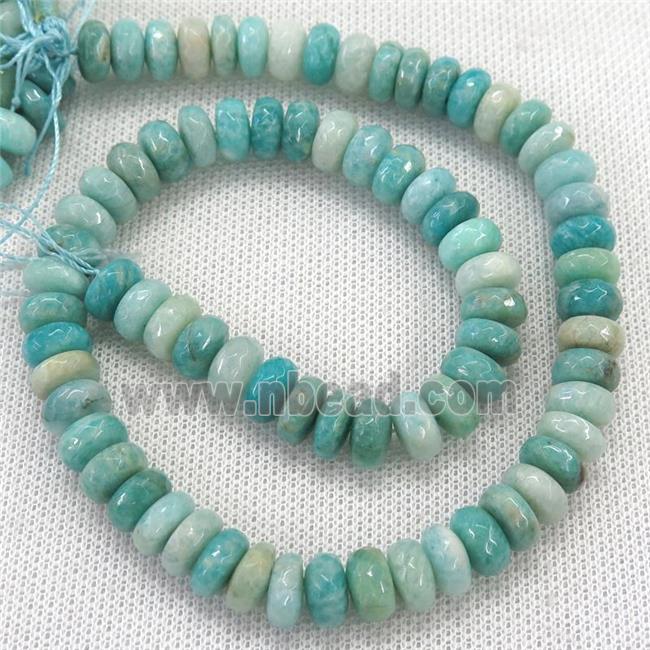 green Amazonite Beads, faceted rondelle