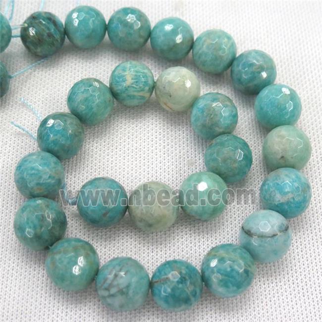 green Amazonite beads, faceted round