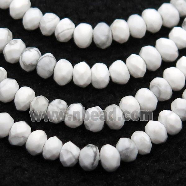 white howlite turquoise beads, faceted rondelle