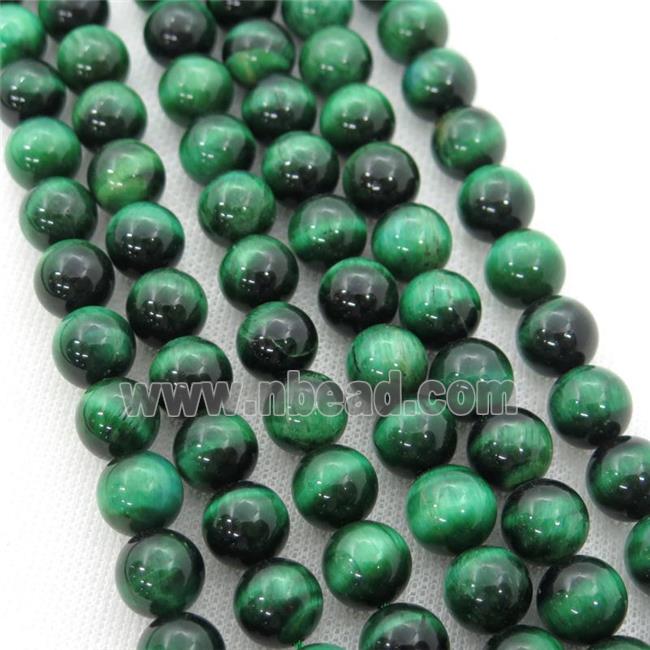 green Tiger eye stone beads, round