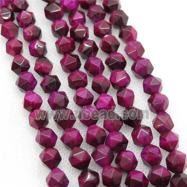 hotpink Tiger eye stone beads, faceted round
