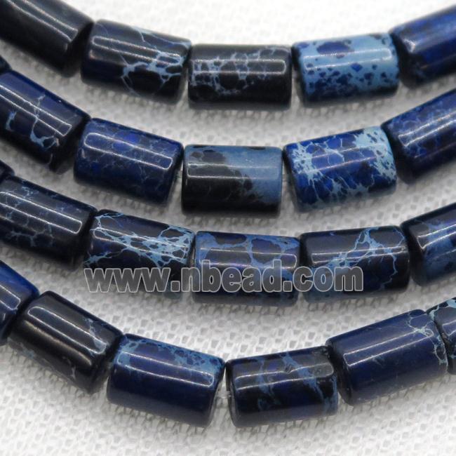 royal blue Imperial Jasper tube beads