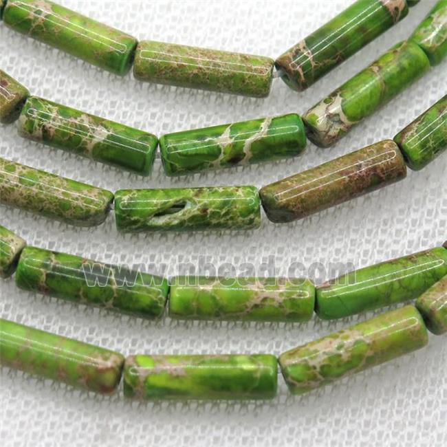 olive Imperial Jasper tube beads