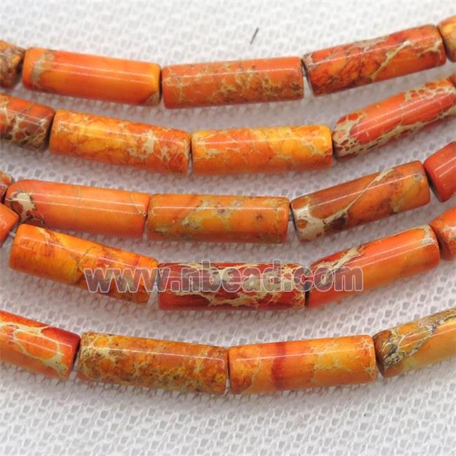 orange Imperial Jasper tube beads