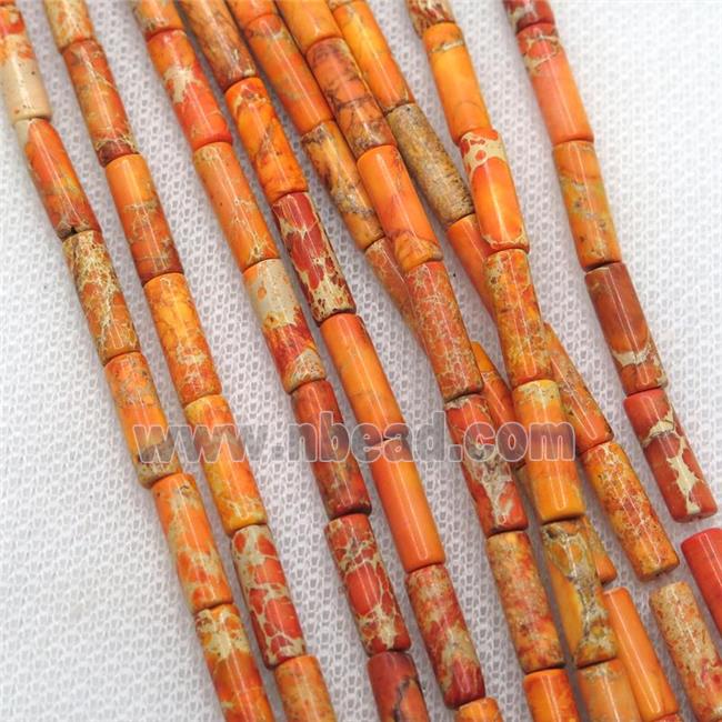 orange Imperial Jasper tube beads