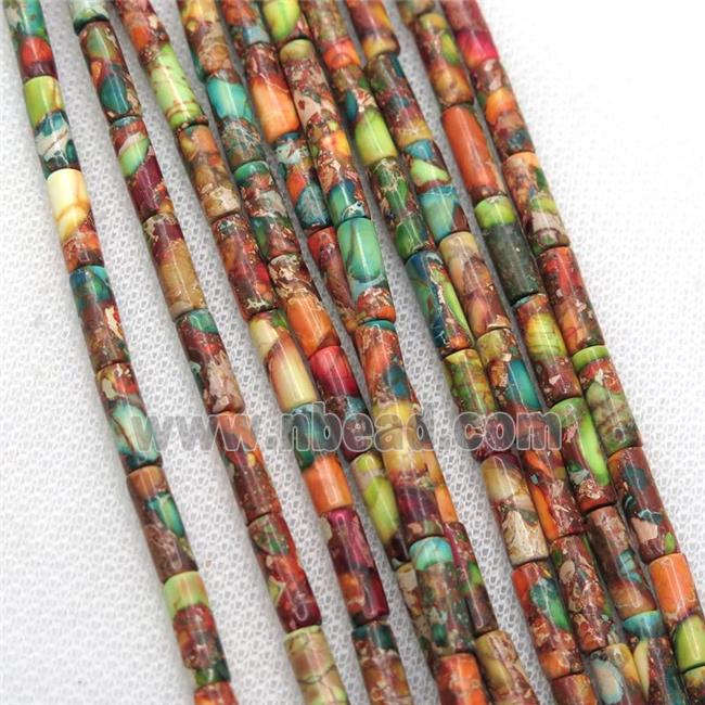 Imperial Jasper tube beads, multicolor