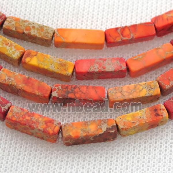 orange Imperial Jasper cuboid beads