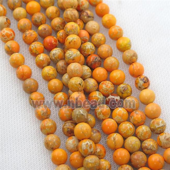 orange Imperial Jasper beads, round