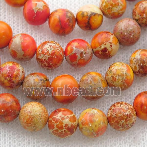 orange Imperial Jasper beads, round