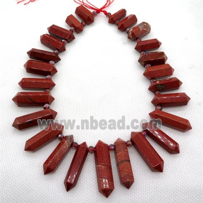 Red Jasper bullet beads, topdrilled