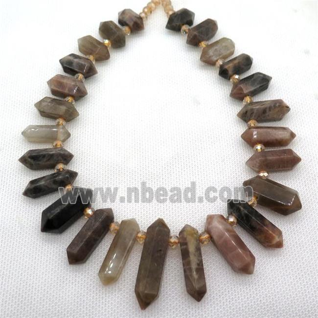 black SunStone bullet beads, topdrilled
